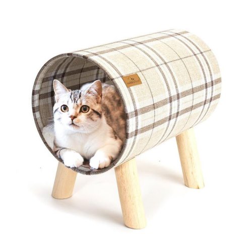 [애구애구] 고양이 숨숨집 원목 캣터널 하우스